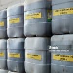 stock of used cooking oil in jerry cans.  used cooking oil collectors to reduce environmental pollution from household waste to be recycled into biodiesel raw materials